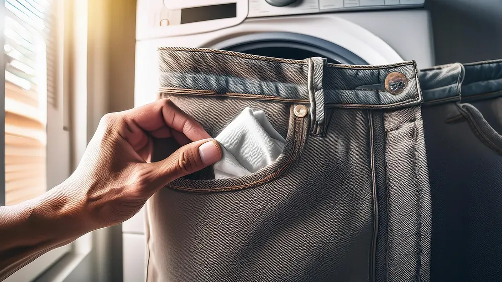 Bolsillo de ropa. Lavadora