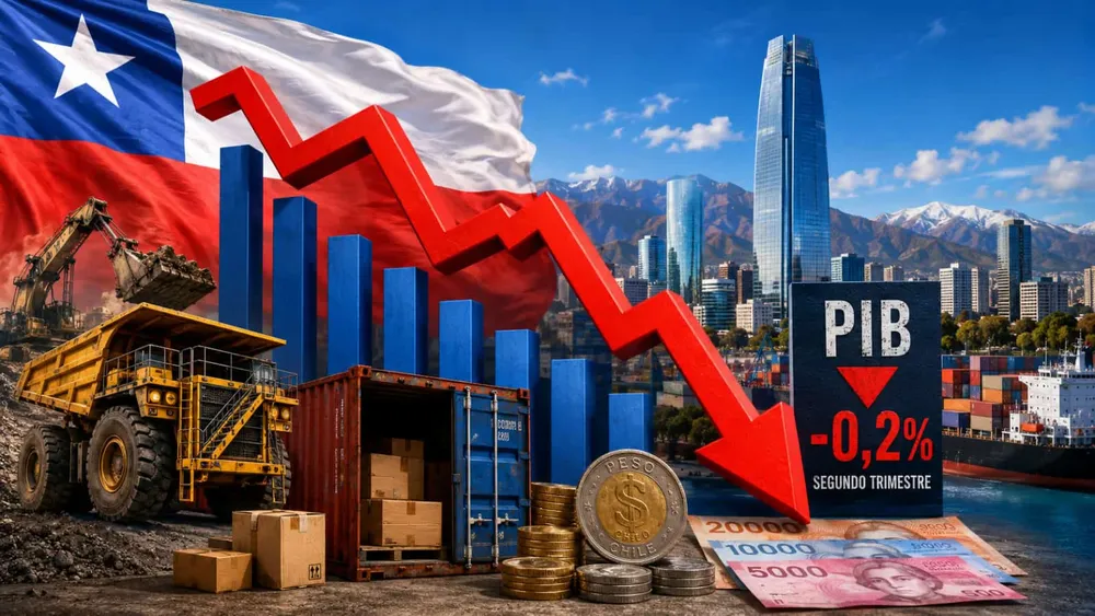 Imagen referencial sobre la actividad económica de Chile y la caída del PIB durante el segundo trimestre de 2026.